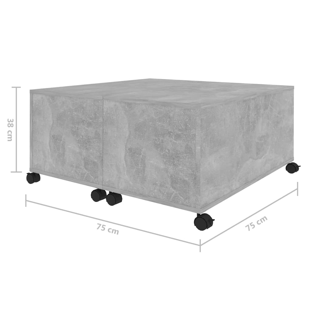 Table basse en béton gris 75x75x38 cm en bois