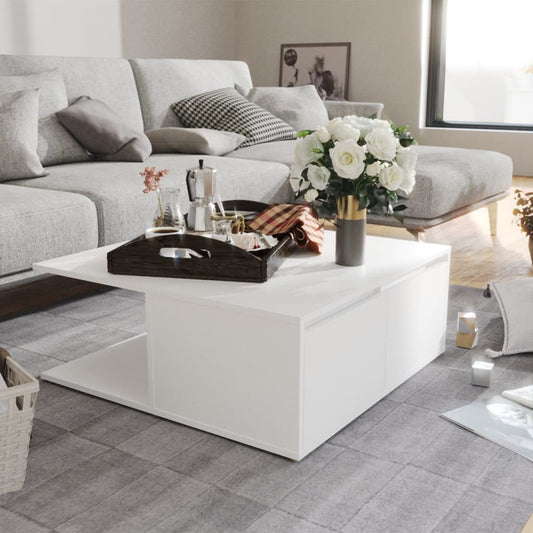 Table basse blanche 80x80x31 cm en bois