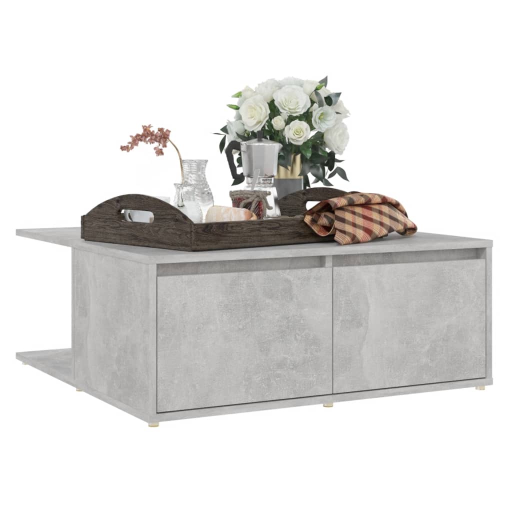 Table basse gris béton 80x80x31 cm en bois