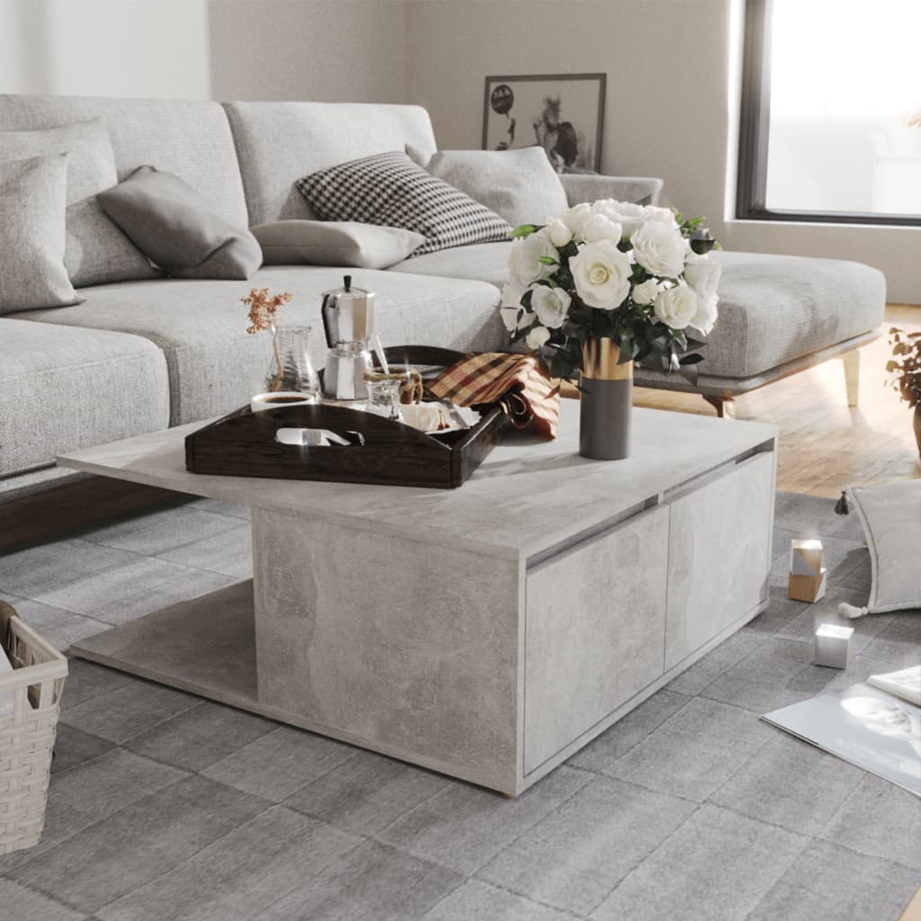 Table basse gris béton 80x80x31 cm en bois