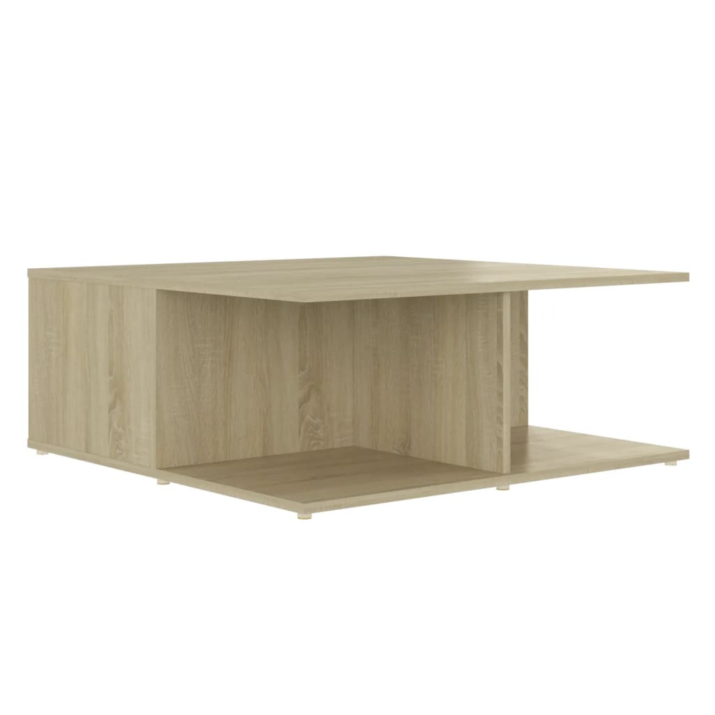 Table basse blanc et chêne Sonoma 80x80x31 cm matière bois