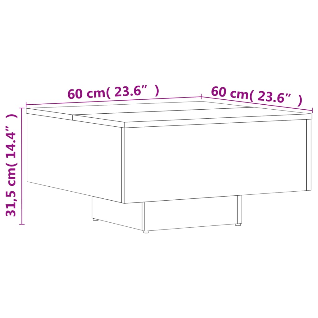 Table basse gris béton 60x60x31,5 cm en bois