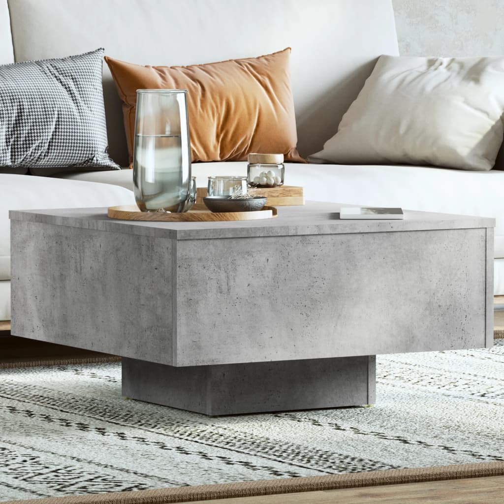 Table basse gris béton 60x60x31,5 cm en bois