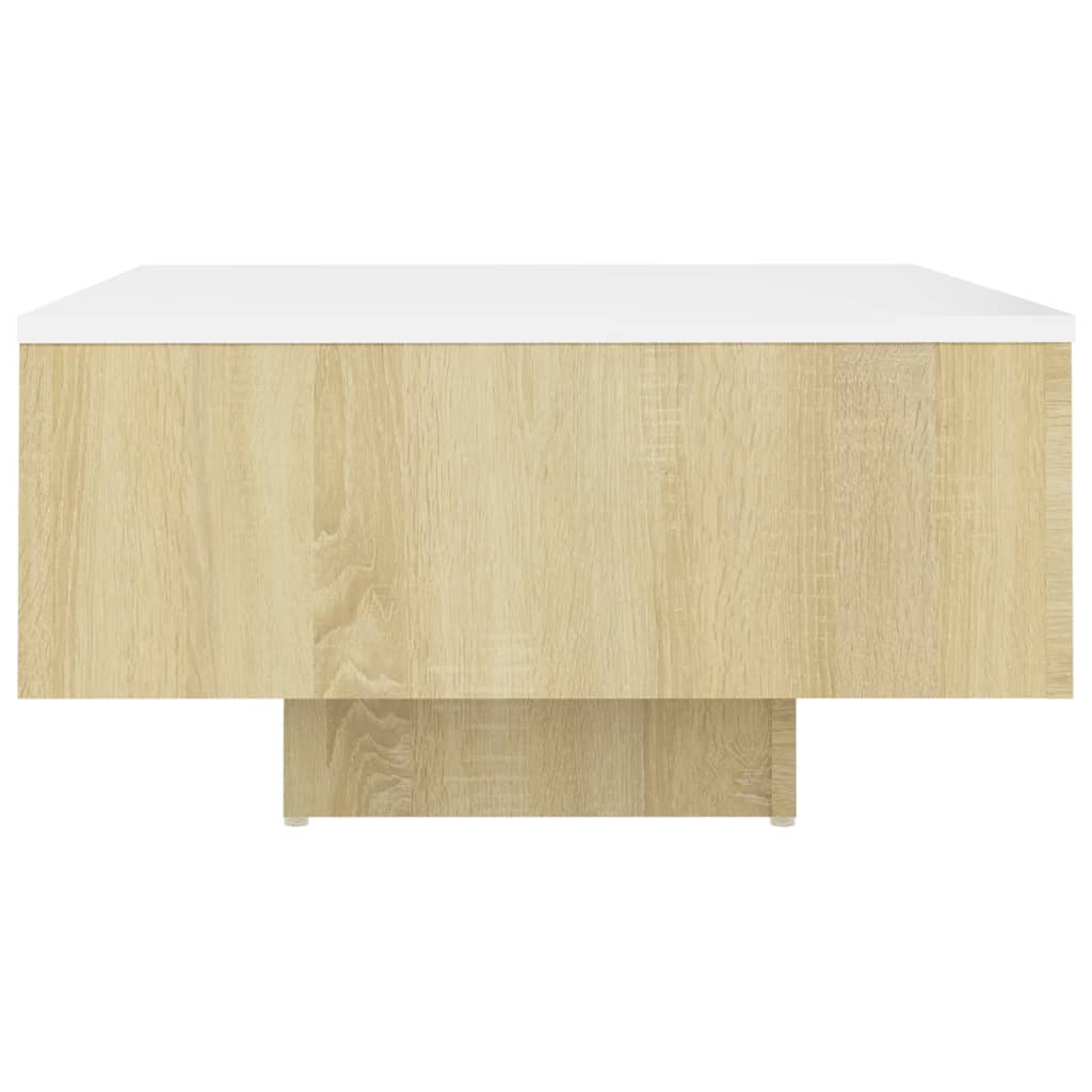 Couchtisch Weiß und Sonoma-Eiche 60x60x31,5 cm Holzwerkstoff