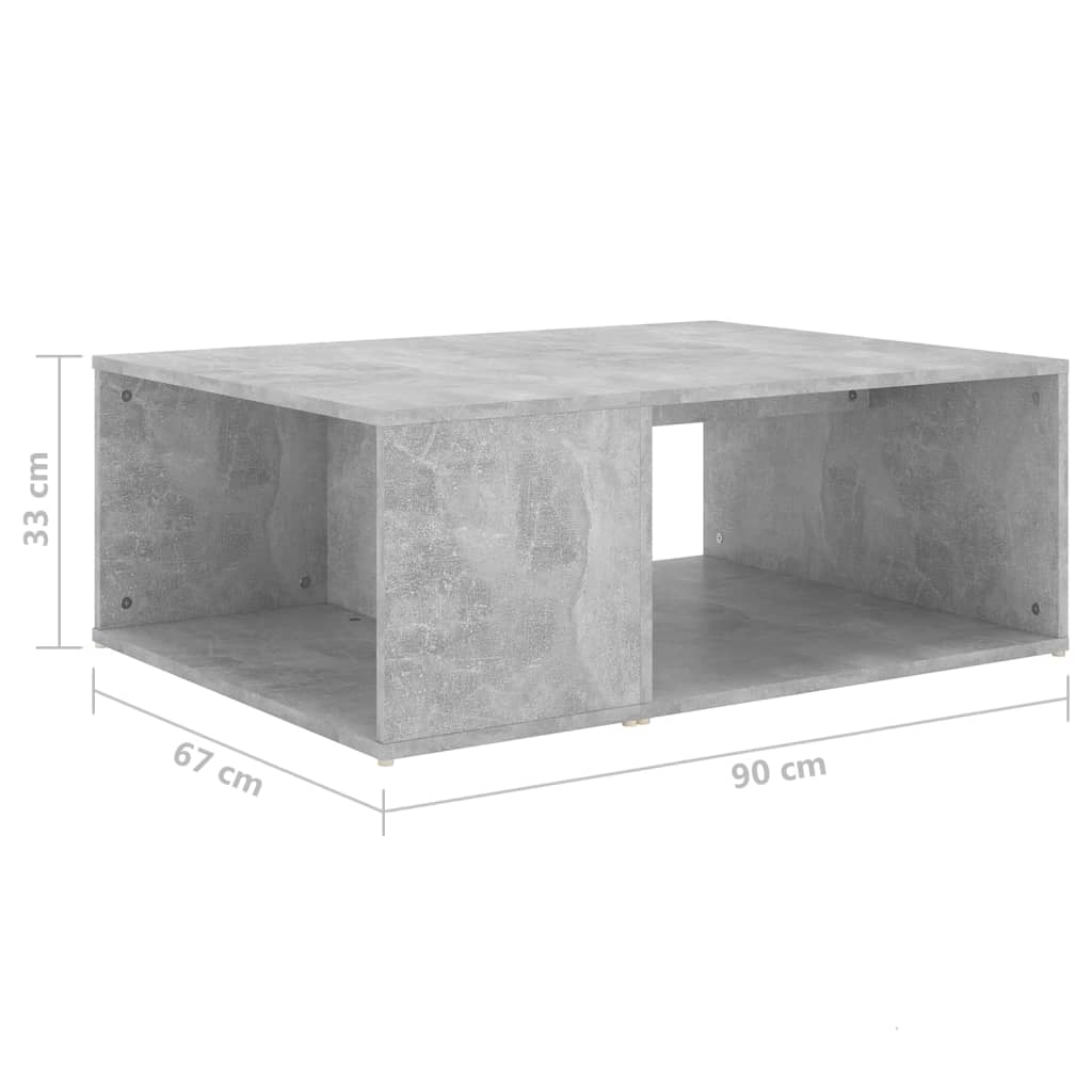 Table basse gris béton 90x67x33 cm en bois