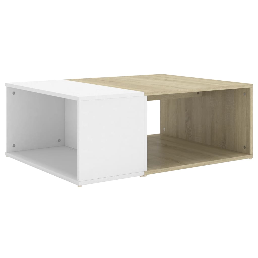 Couchtisch Weiß Sonoma-Eiche 90x67x33 cm Holzwerkstoff
