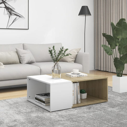 Couchtisch Weiß Sonoma-Eiche 90x67x33 cm Holzwerkstoff