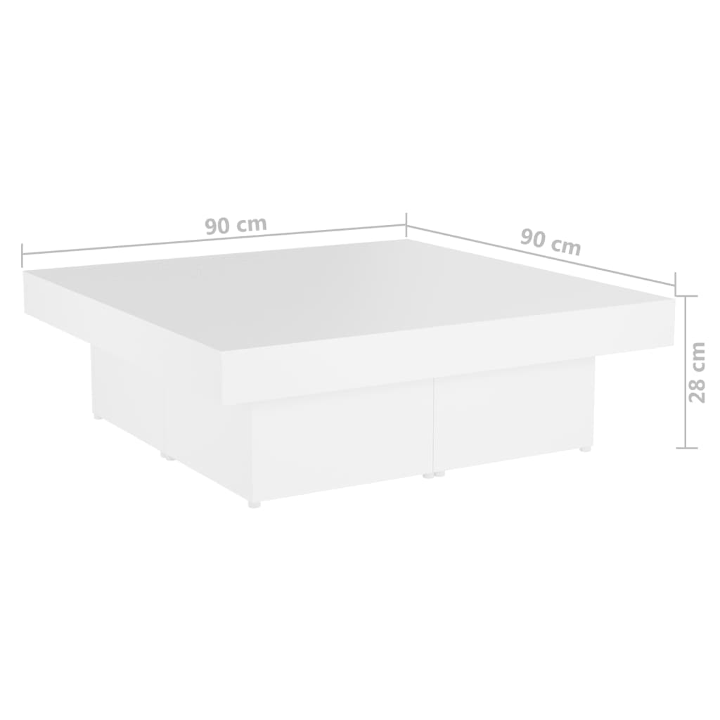 Coffee Table White 90x90x28 cm Wood Material