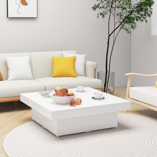 Coffee Table White 90x90x28 cm Wood Material