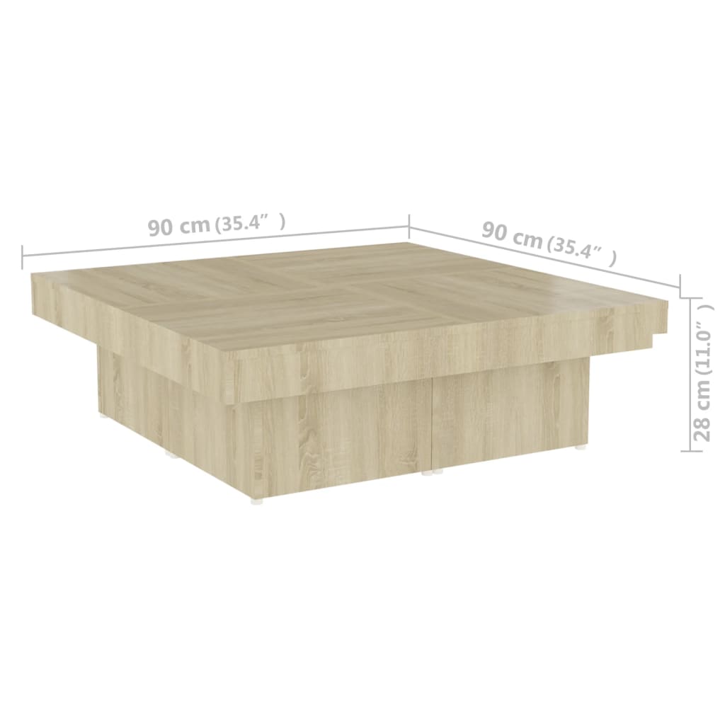 Coffee table Sonoma oak 90x90x28 cm wood material