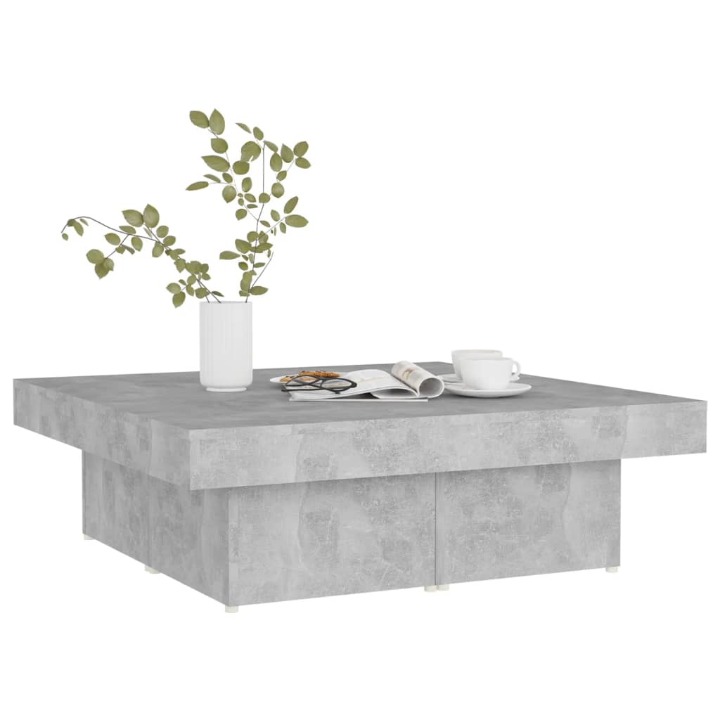 Table basse gris béton 90x90x28 cm en bois