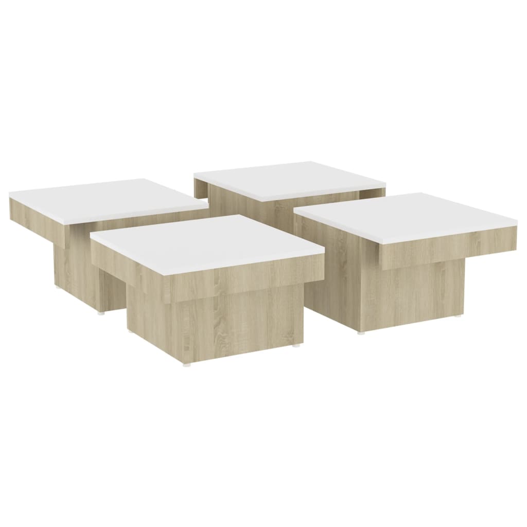 Couchtisch Weiß und Sonoma-Eiche 90x90x28 cm Holzwerkstoff
