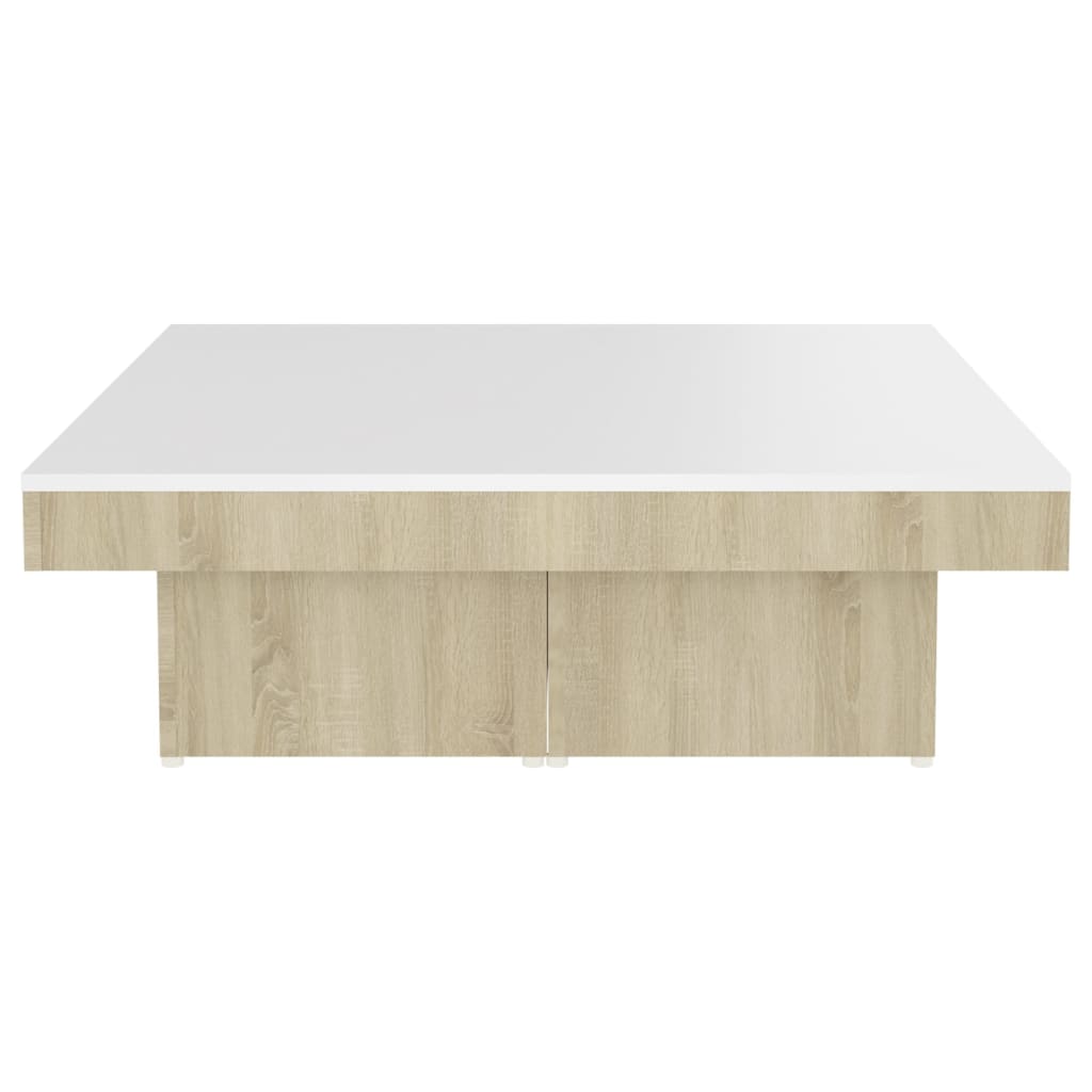 Couchtisch Weiß und Sonoma-Eiche 90x90x28 cm Holzwerkstoff