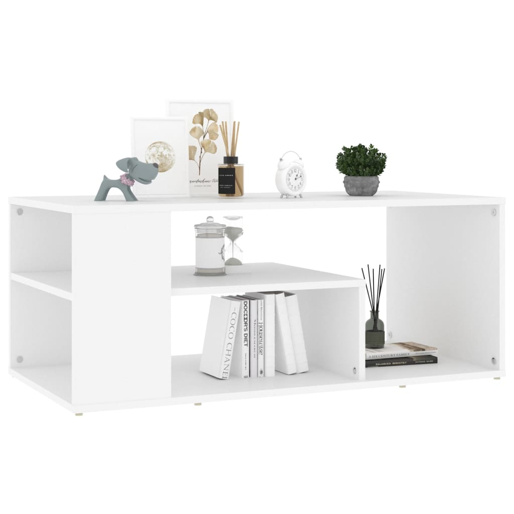 Table basse blanche 100x50x40 cm en bois