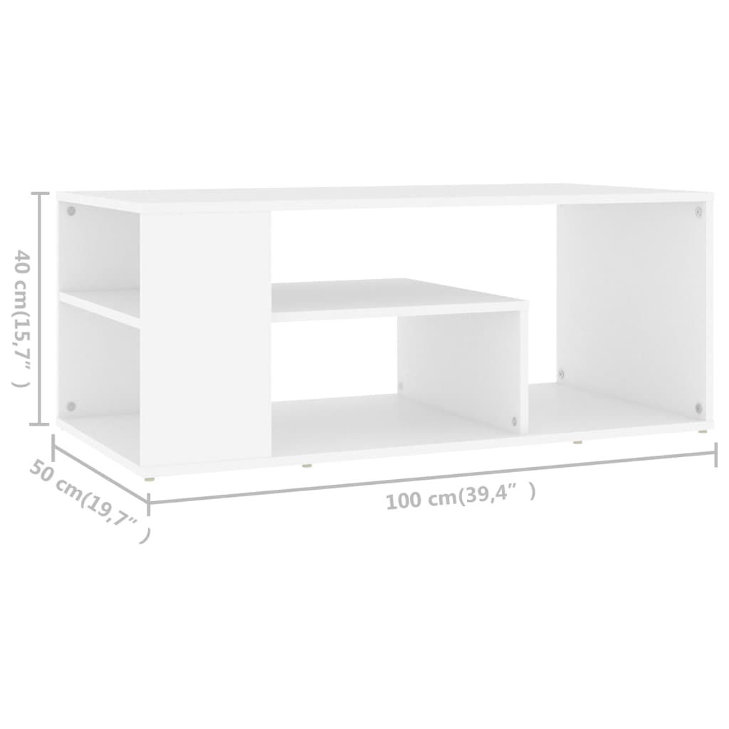 Table basse blanche 100x50x40 cm en bois