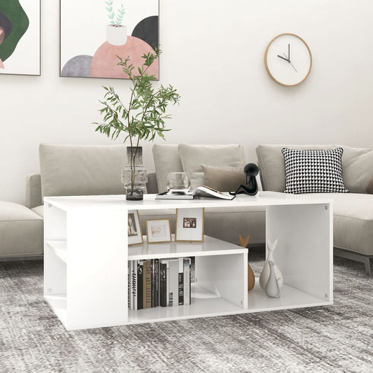 Table basse blanche 100x50x40 cm en bois