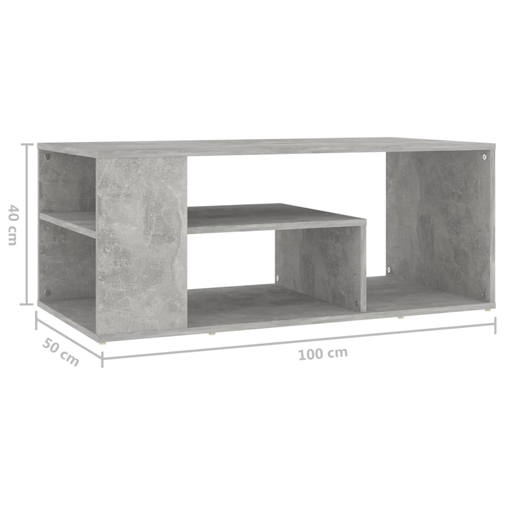 Table basse gris béton 100x50x40 cm en bois