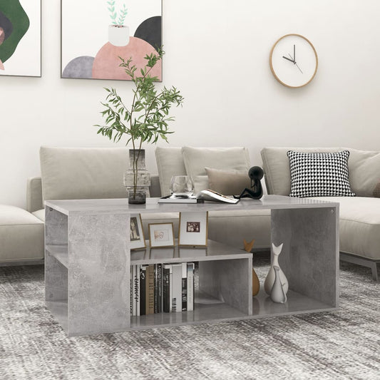 Table basse gris béton 100x50x40 cm en bois