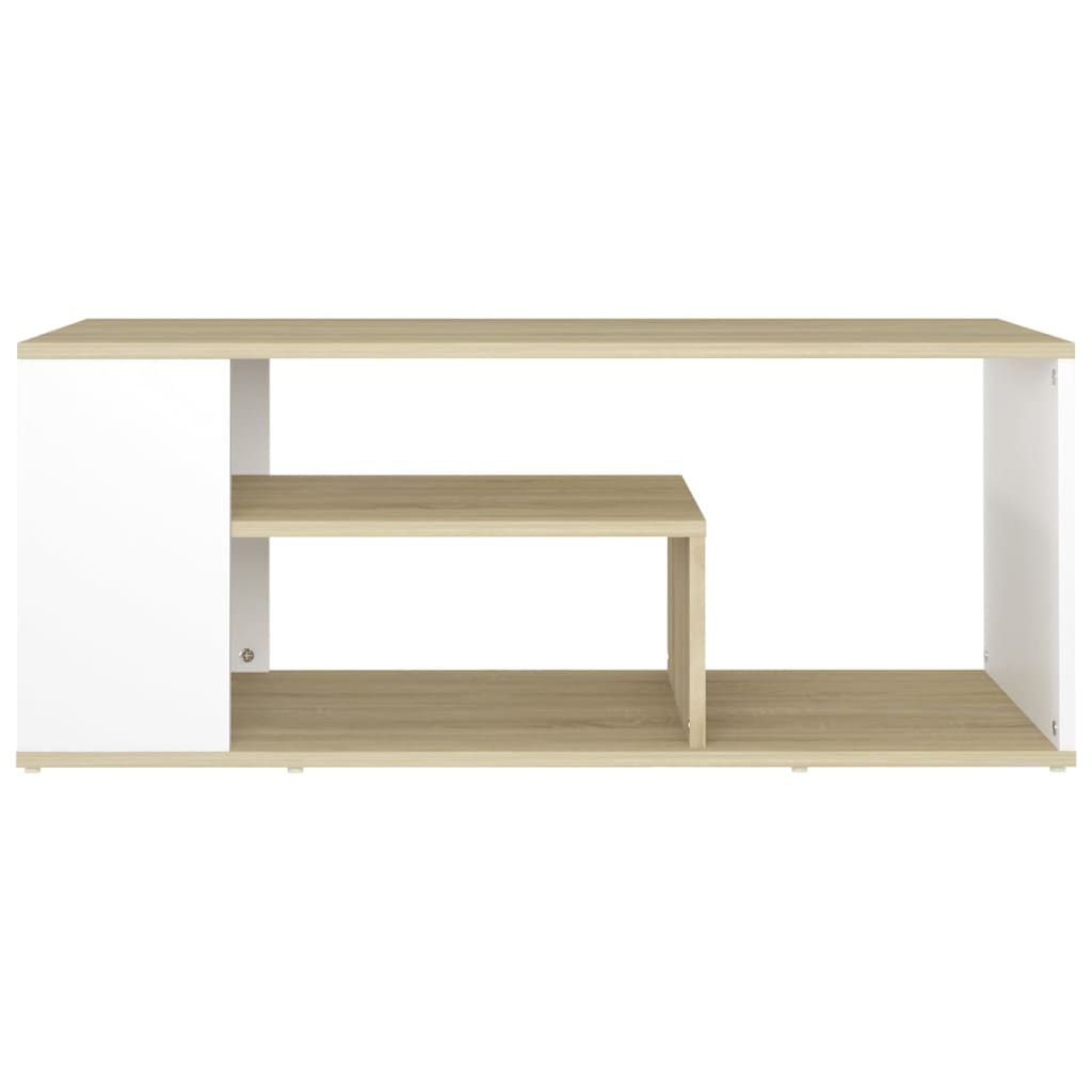 Couchtisch Weiß und Sonoma-Eiche 100x50x40 cm Holzwerkstoff
