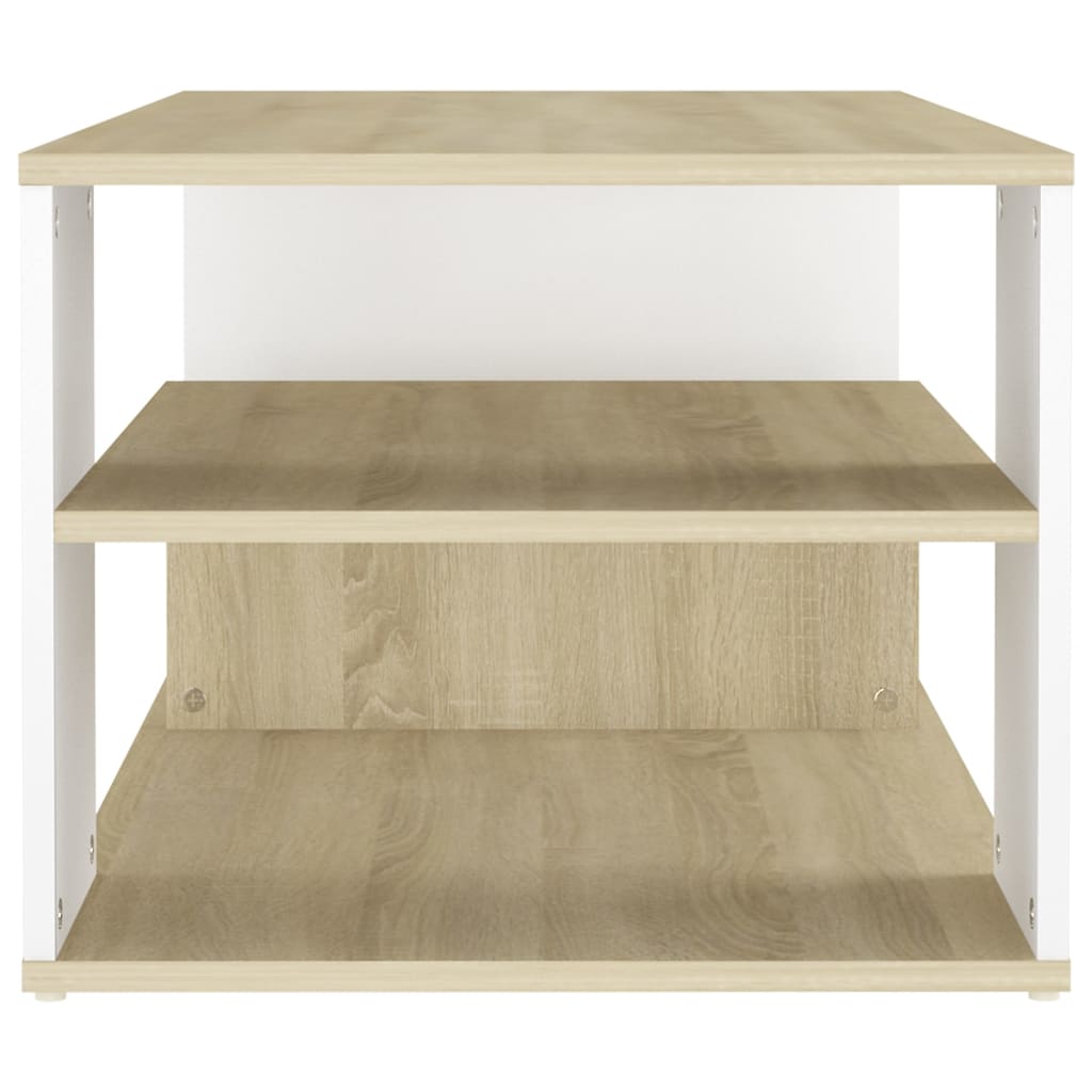 Couchtisch Weiß und Sonoma-Eiche 100x50x40 cm Holzwerkstoff