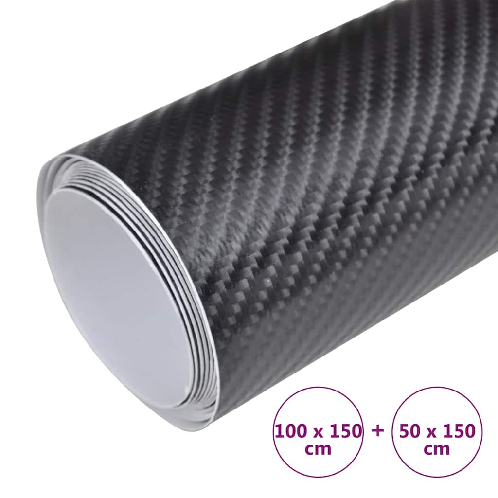 Autofolien 2 Stück 4D Schwarz 100x150 cm + 50x150 cm