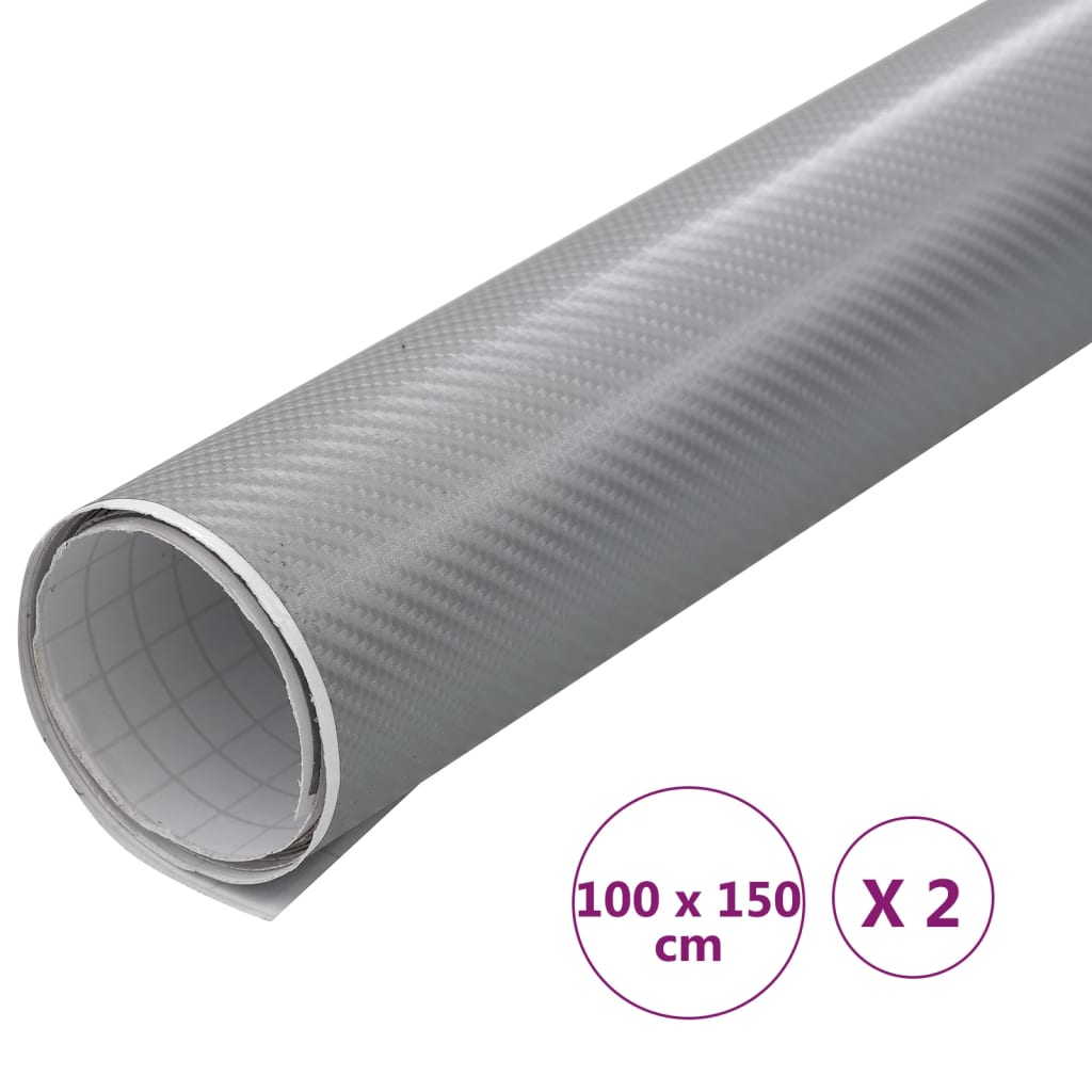 Autofolien 2 Stk. 4D Silber 100x150 cm