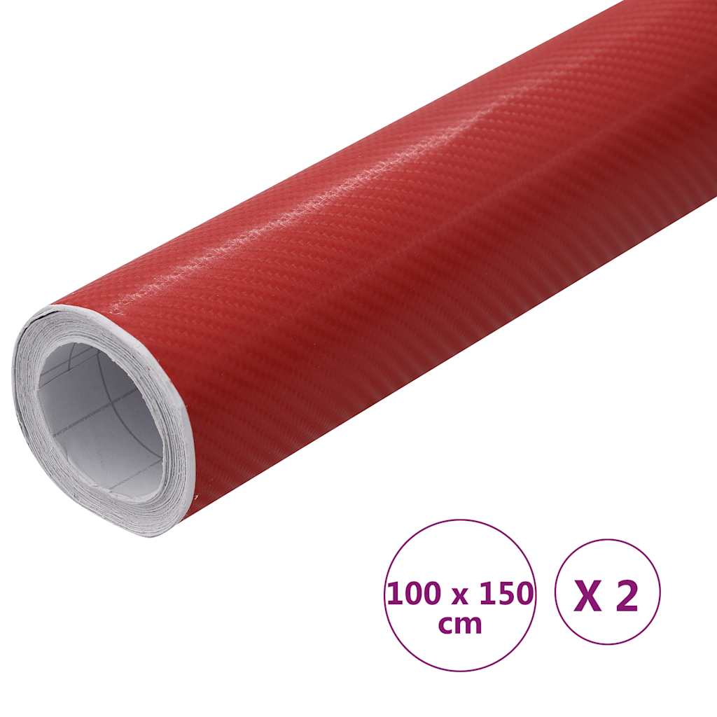 Autofolien 2 Stk. 4D Rot 100x150 cm