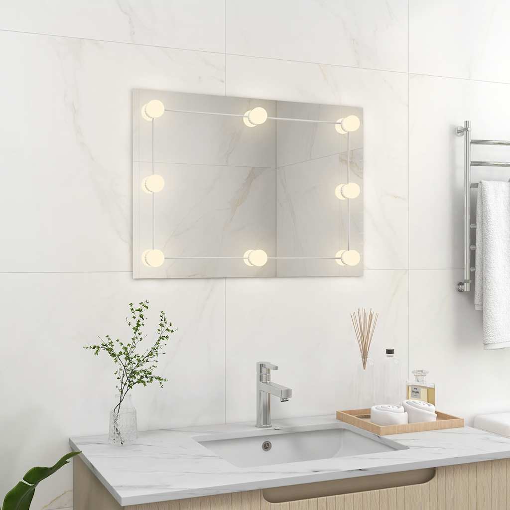 Wandspiegel ohne Rahmen mit LED-Beleuchtung Rechteckig Glas