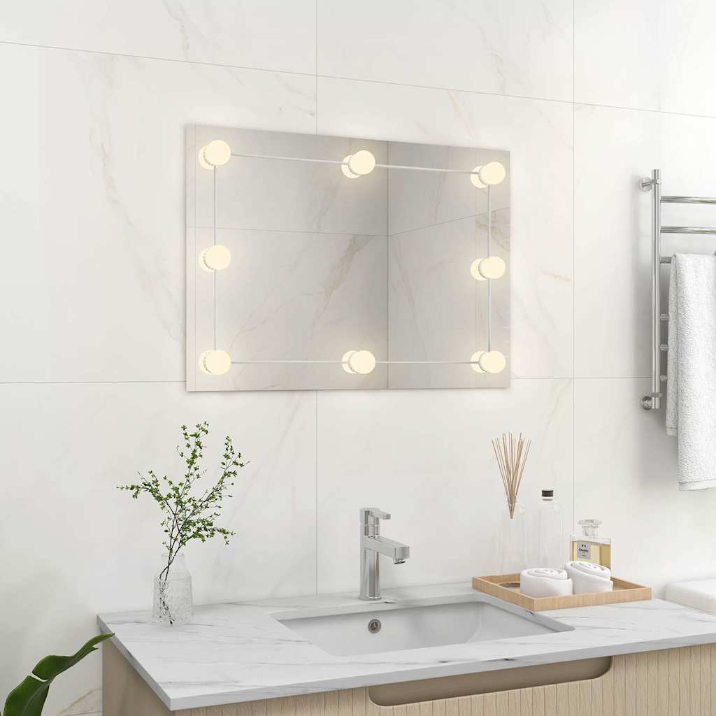 Wandspiegel ohne Rahmen mit LED-Beleuchtung Rechteckig Glas