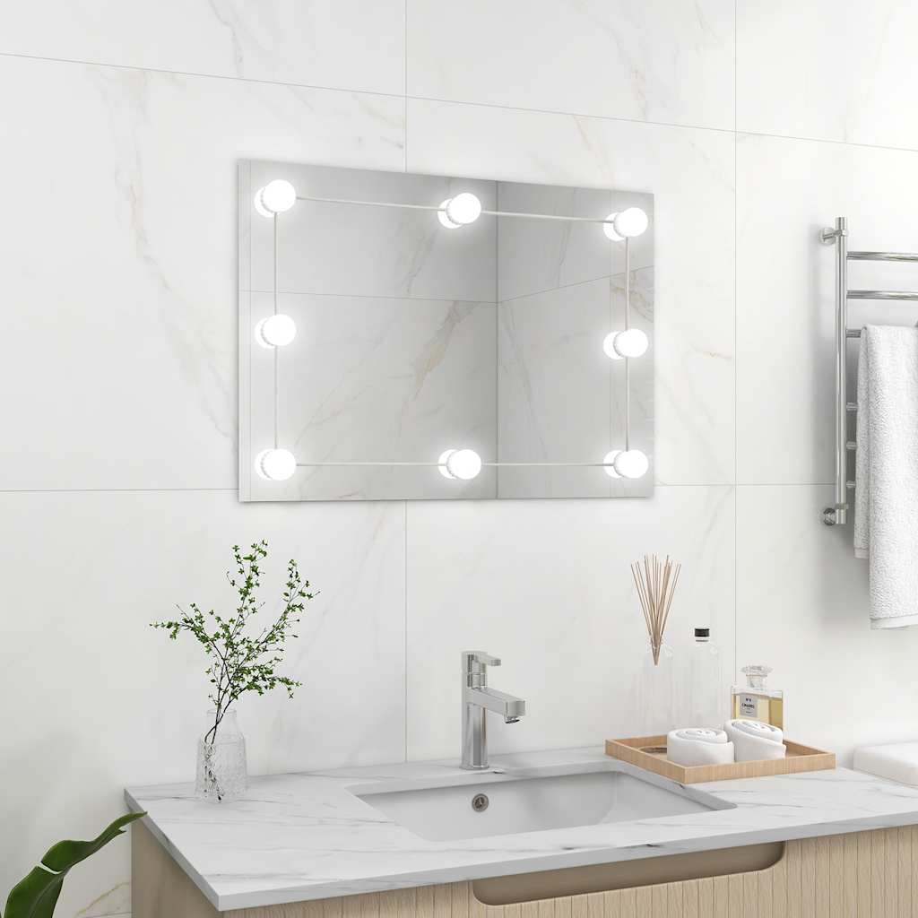 Wandspiegel ohne Rahmen mit LED-Beleuchtung Rechteckig Glas