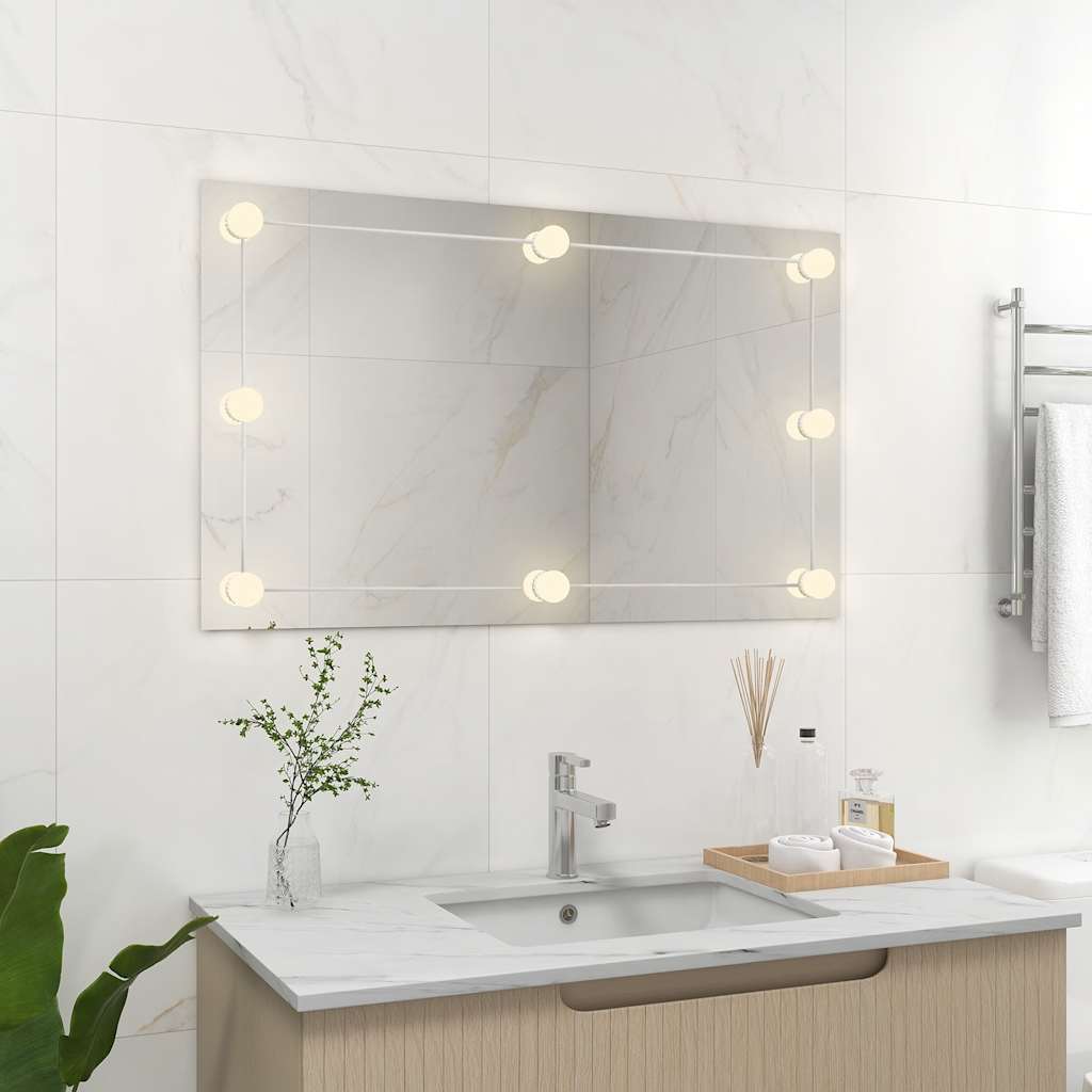 Wandspiegel ohne Rahmen mit LED-Beleuchtung Rechteckig Glas