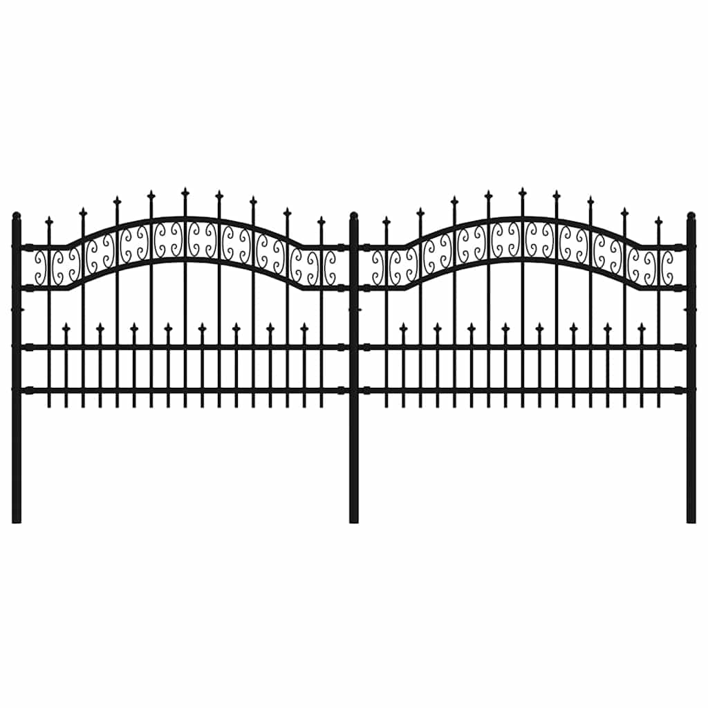 Gartenzaun mit Speerspitze Schwarz 240 x 75 cm Pulverbeschichteter Stahl