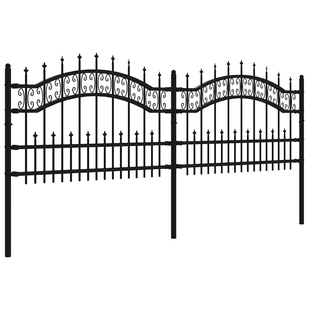 Gartenzaun KAMPEN mit Speerspitze Schwarz 240 x 75 cm Stahl