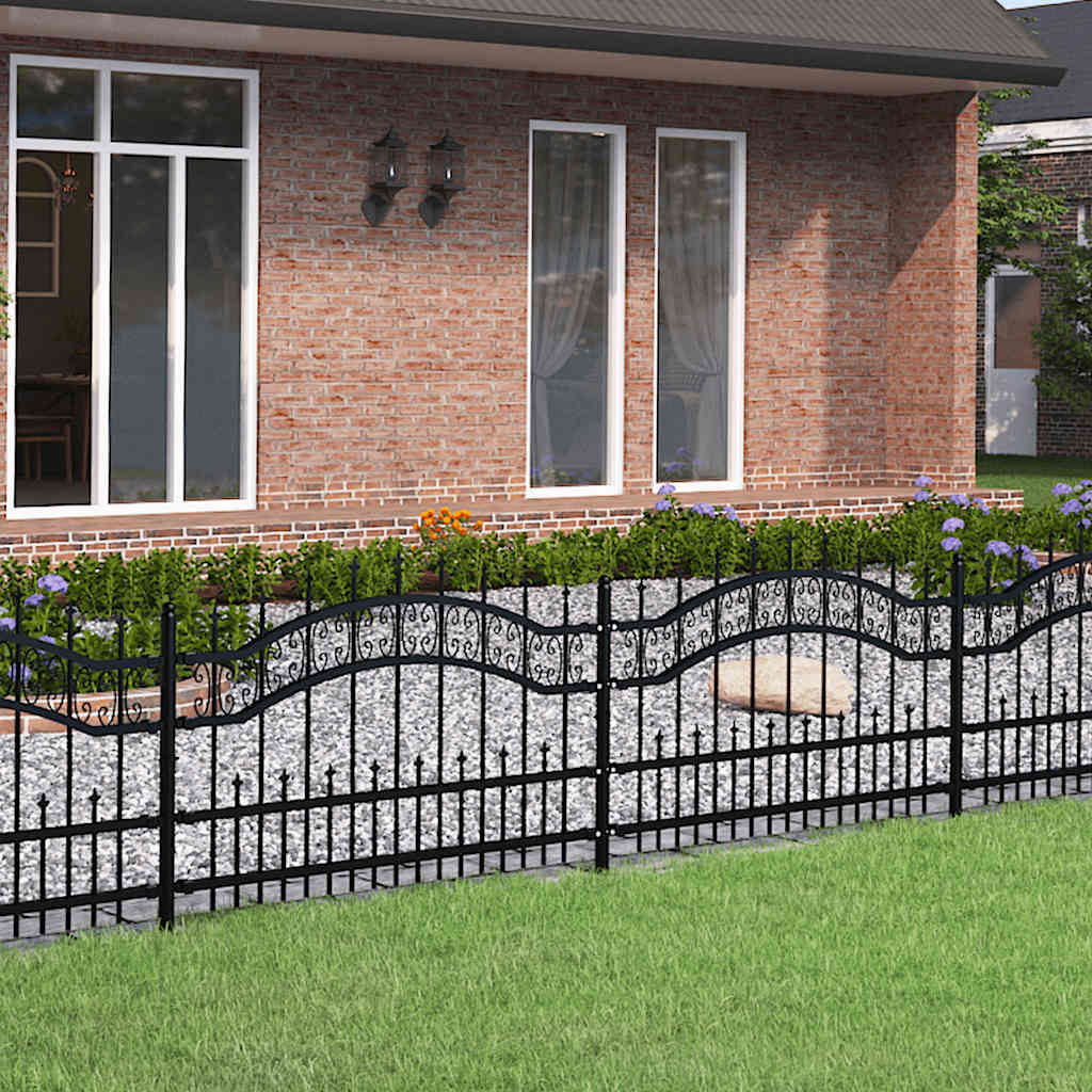 Gartenzaun mit Speerspitze Schwarz 240 x 75 cm Pulverbeschichteter Stahl