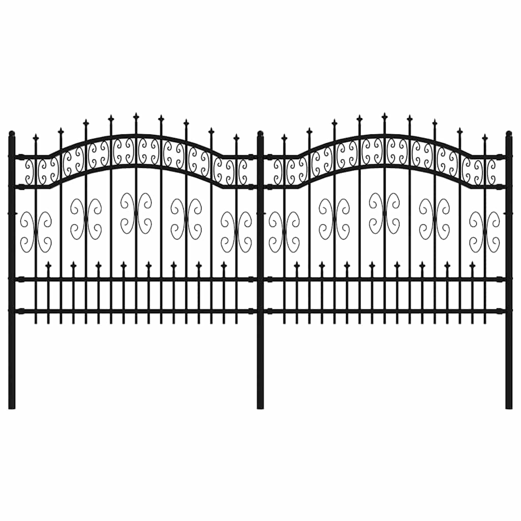 Gartenzaun mit Speerspitze Schwarz 240 x 100 cm Pulverbeschichteter Stahl