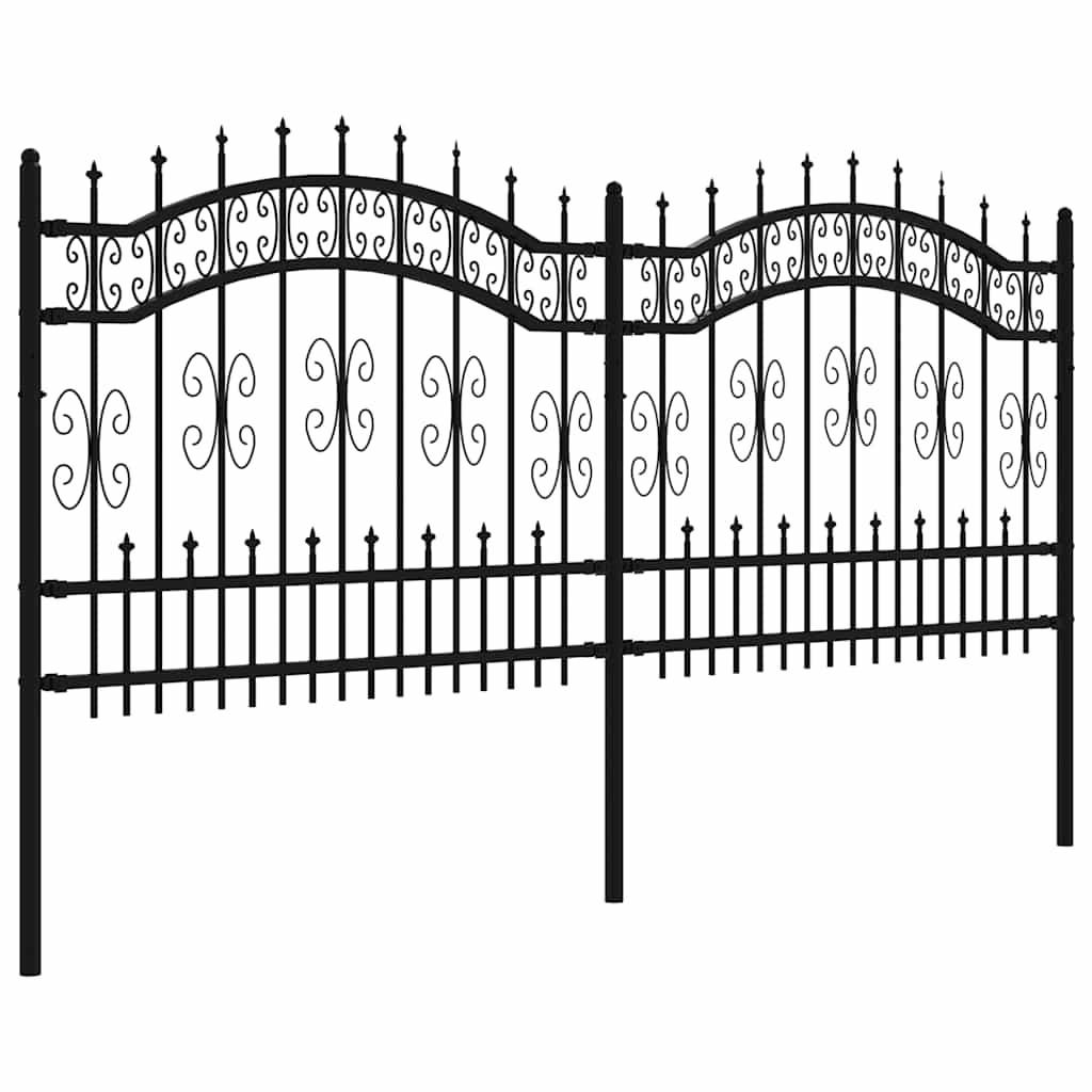 Gartenzaun KAMPEN mit Speerspitze Schwarz 240 x 100 cm Stahl