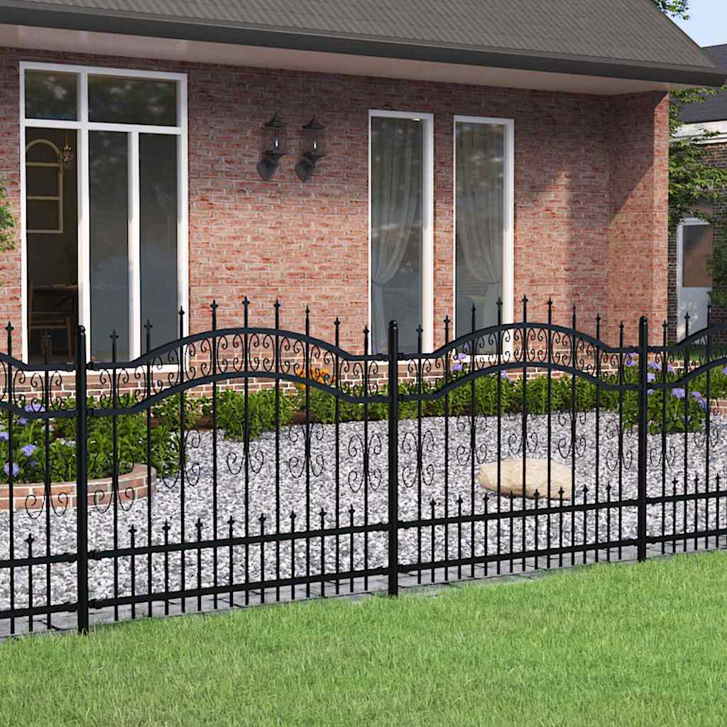Gartenzaun KAMPEN mit Speerspitze Schwarz 240 x 100 cm Stahl