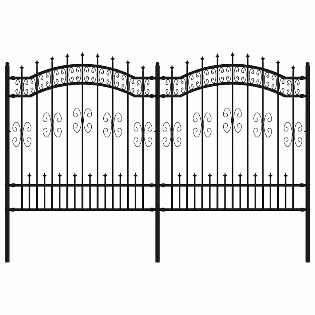 Gartenzaun KAMPEN mit Speerspitze Schwarz 240 x 125 cm Stahl