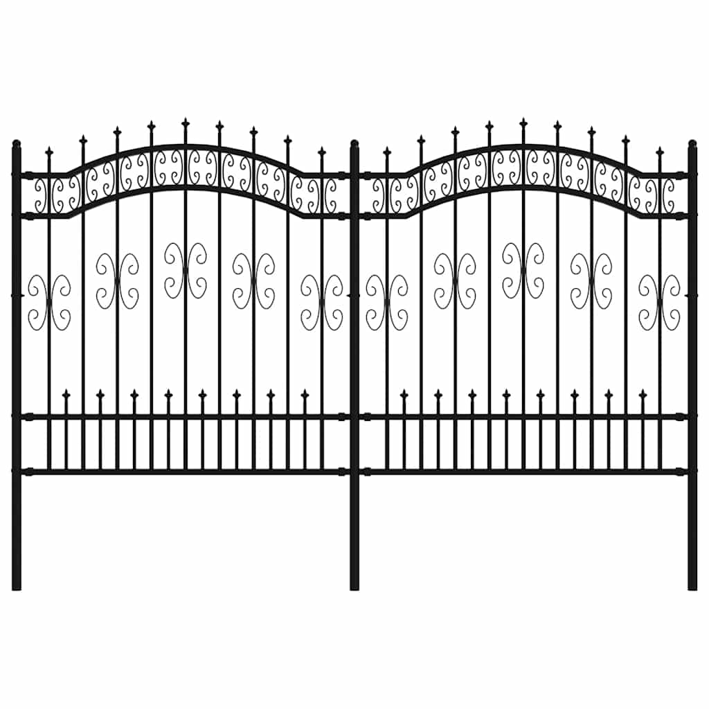 Gartenzaun mit Speerspitze Schwarz 240 x 125 cm Pulverbeschichteter Stahl