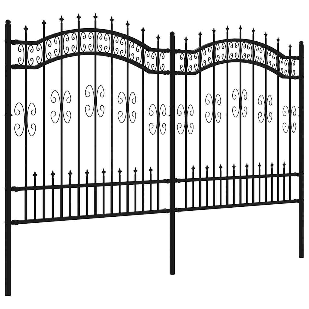 Gartenzaun mit Speerspitze Schwarz 240 x 125 cm Pulverbeschichteter Stahl