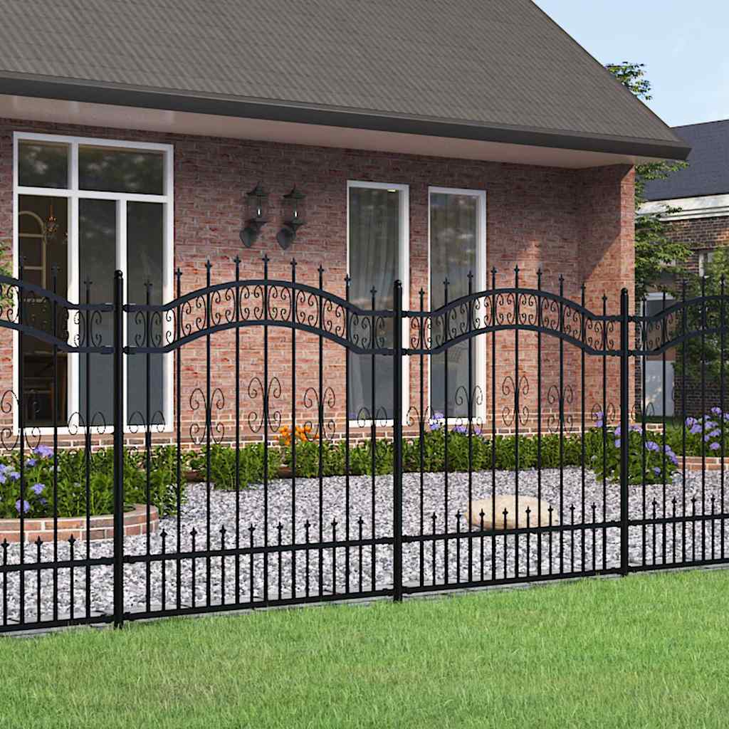Gartenzaun KAMPEN mit Speerspitze Schwarz 240 x 125 cm Stahl