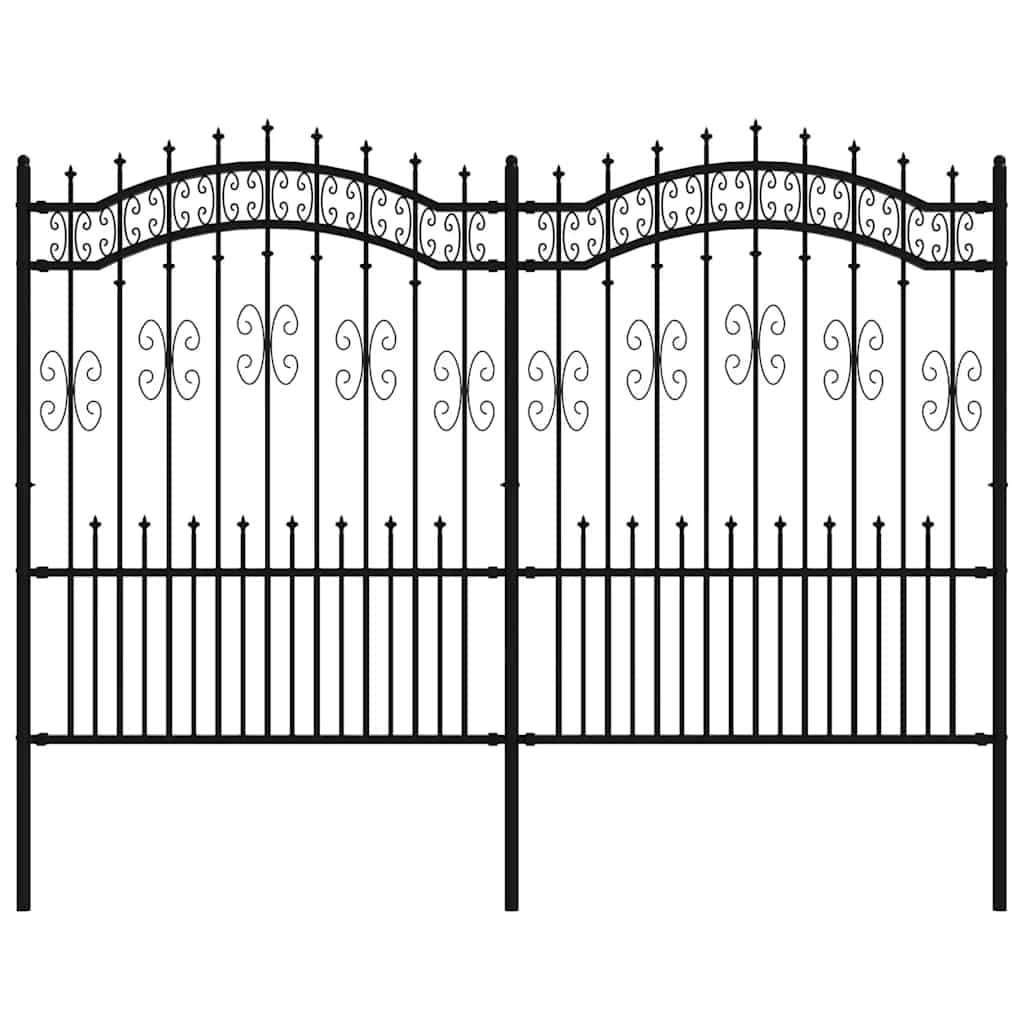 Gartenzaun KAMPEN mit Speerspitze Schwarz 240 x 150 cm Stahl