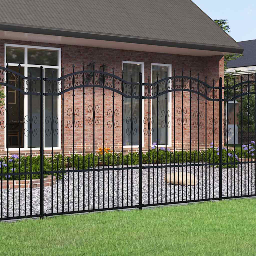 Gartenzaun KAMPEN mit Speerspitze Schwarz 240 x 150 cm Stahl