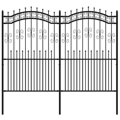 Gartenzaun KAMPEN mit Speerspitze Schwarz 240 x 175 cm Stahl