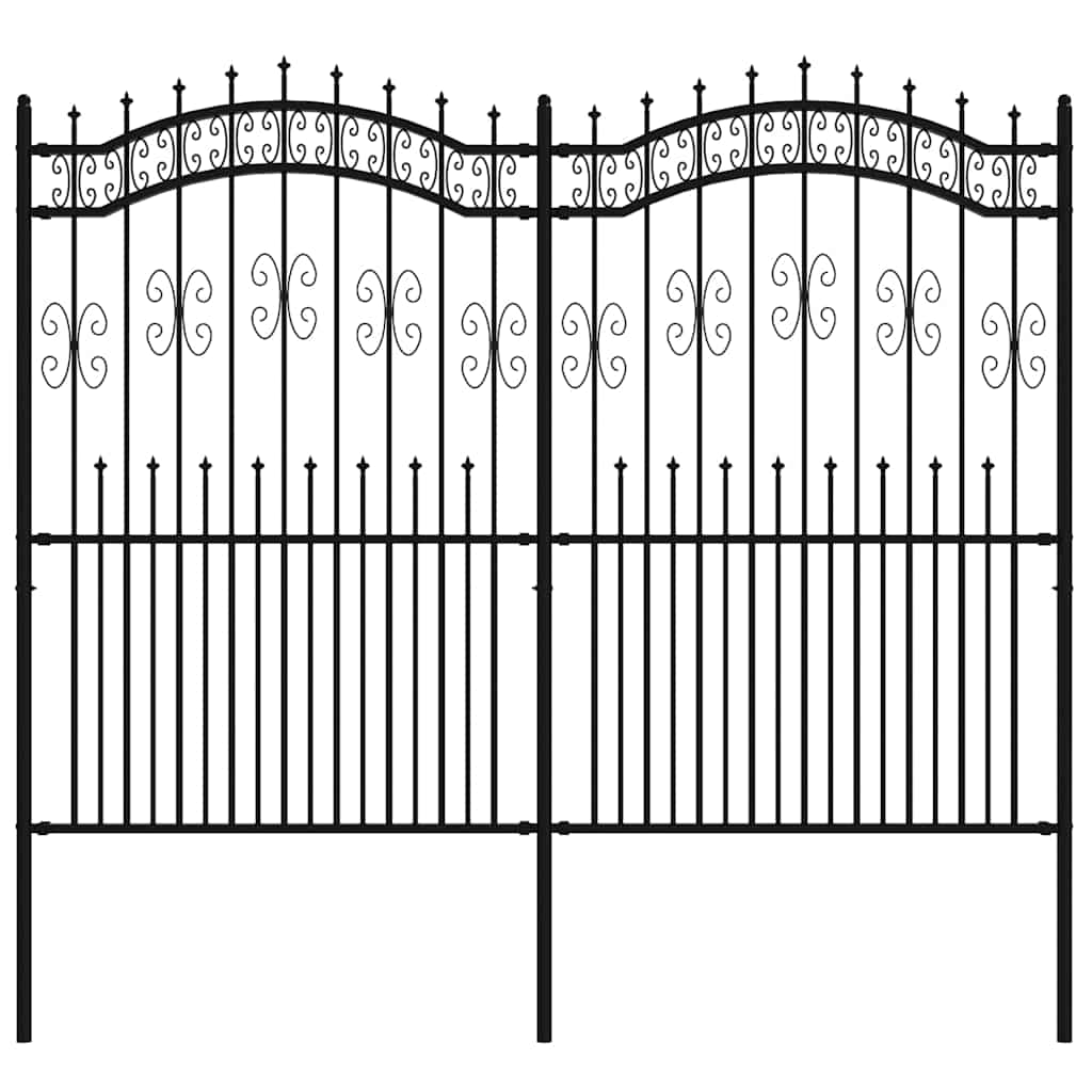 Gartenzaun KAMPEN mit Speerspitze Schwarz 240 x 175 cm Stahl