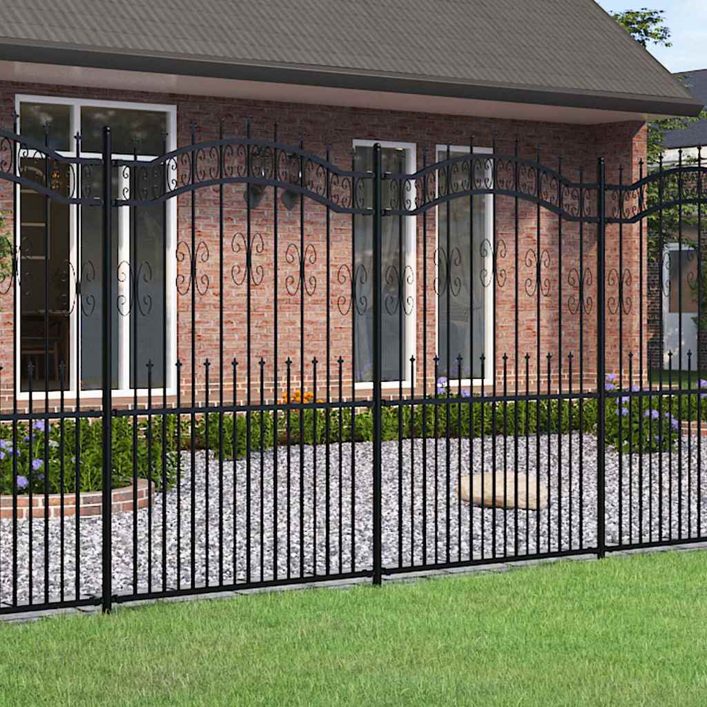 Gartenzaun KAMPEN mit Speerspitze Schwarz 240 x 175 cm Stahl