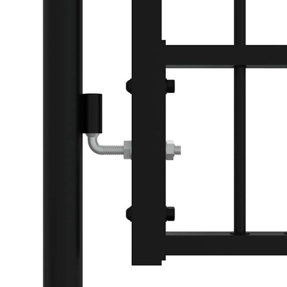 Zauntor mit Speerspitze Schwarz 406 x 125 cm Pulverbeschichteter Stahl