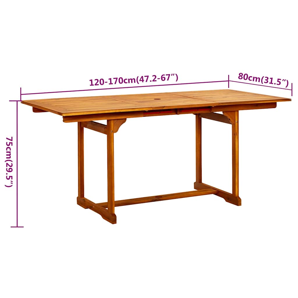 7-tlg. Garten-Essgruppe Massivholz Akazie 120-170 cm
