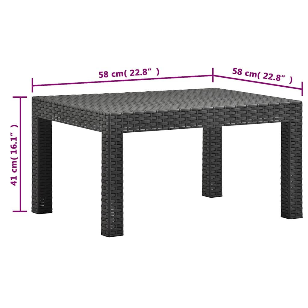 2-tlg. Garten-Lounge-Set mit Kissen PP Rattan Anthrazit