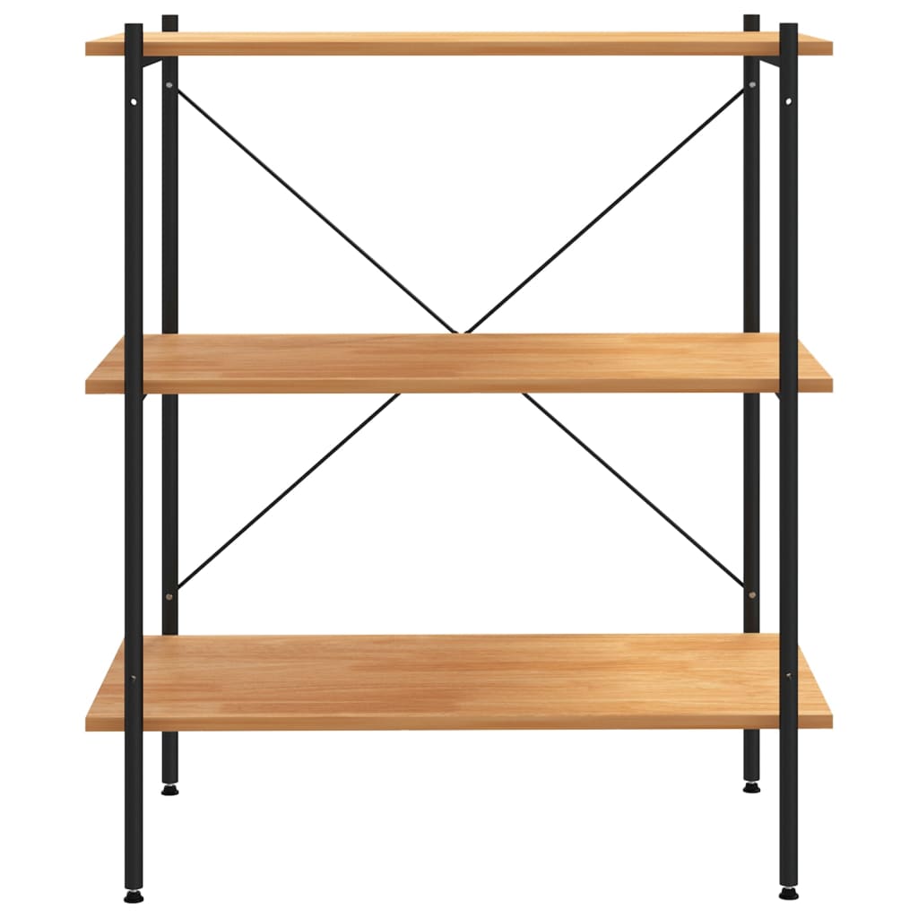 Étagère à 3 niveaux aspect chêne et noir 80x40x92 cm